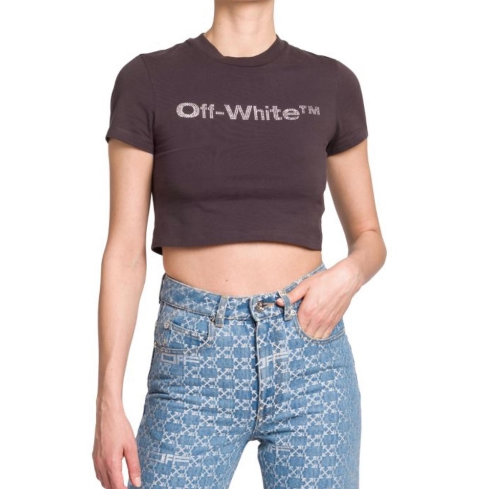 Off-White Bling Bounce Cotton Crop Tee